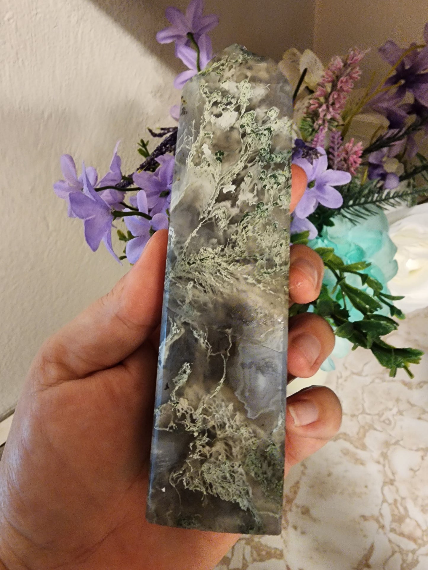 DRUZY MOSS AGATE TOWERS