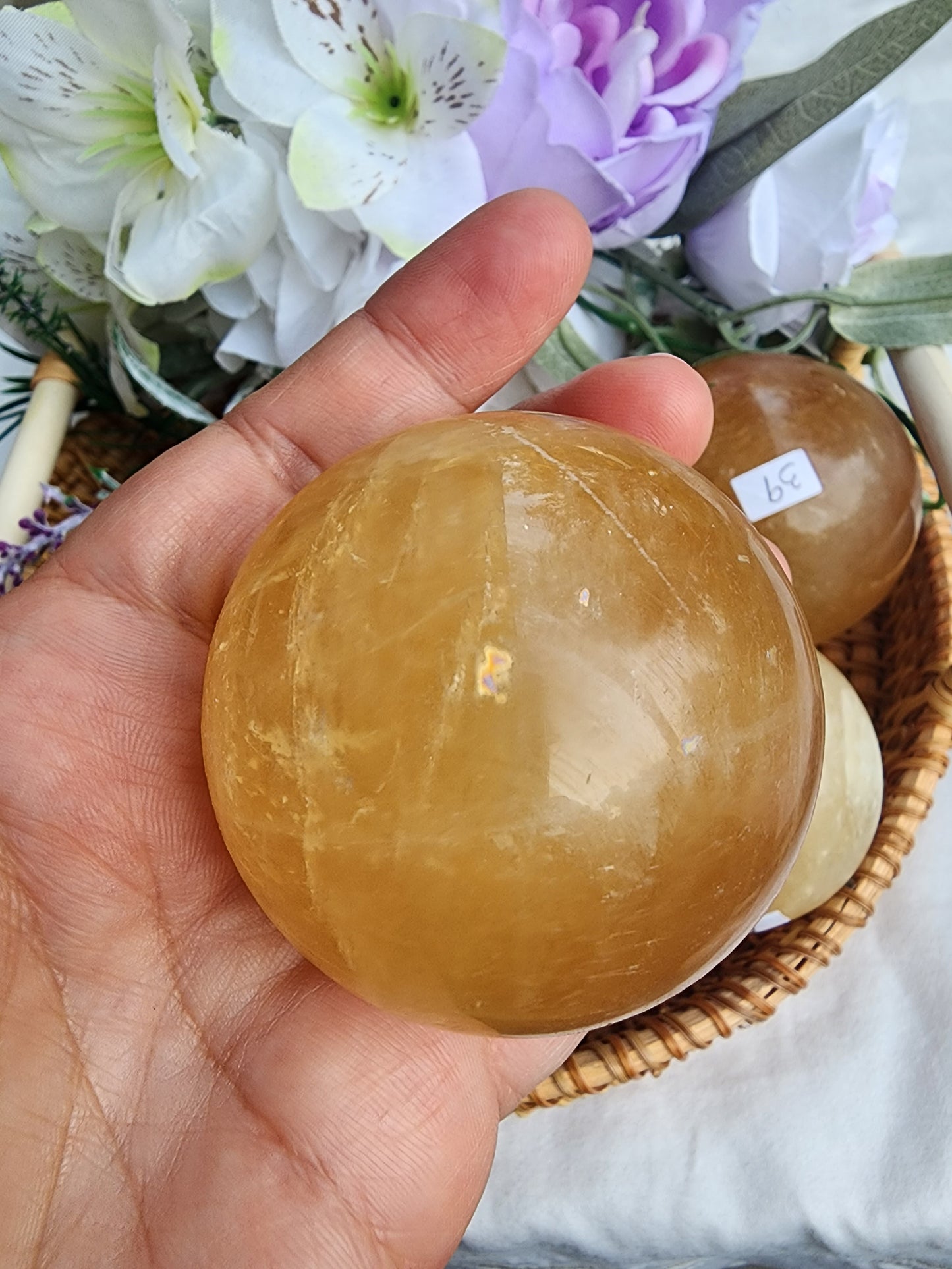 HONEY CALCITE SPHERE